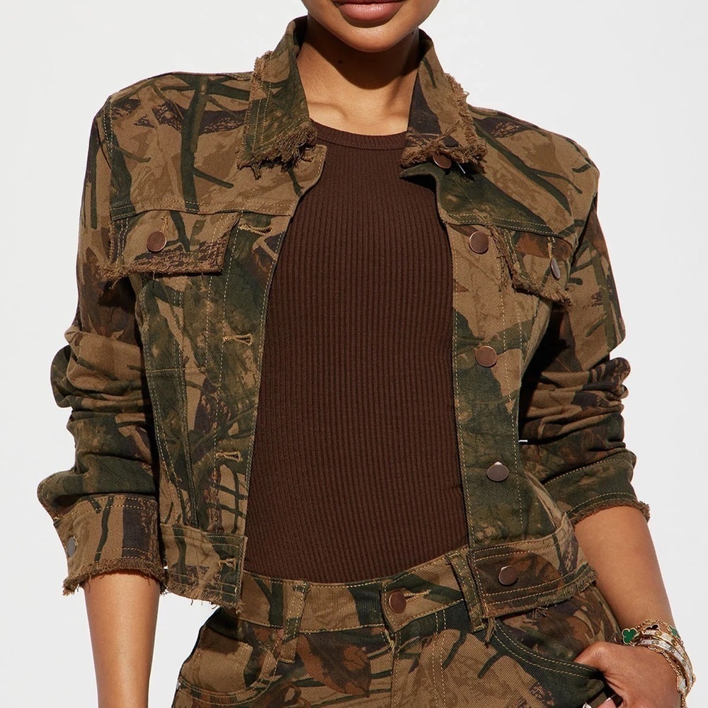 Fashion Nova Jacket Womens Plus Sz 3X In The Wild Camo Trucker New